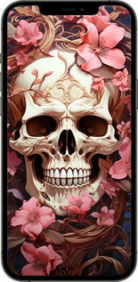 2D пластиковый чехол Череп в розовых цветах для Apple iPhone 12 Pro Max - 5965t-2054 изображение 