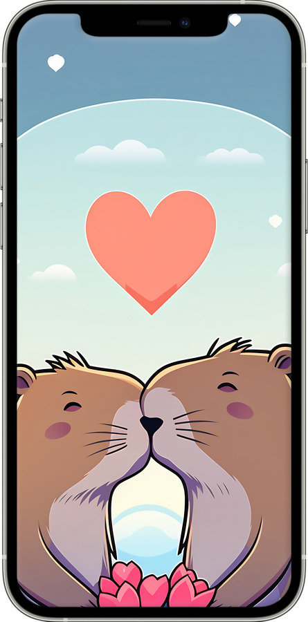 TPU чехол Капибара любовь для Apple iPhone 12 - 6027b-2053 изображение 