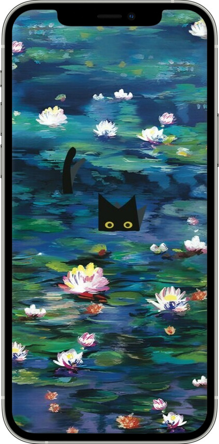 TPU чехол із зображенням водяних лілій та кішок для Apple iPhone 12 - 6257b-2053 изображение 