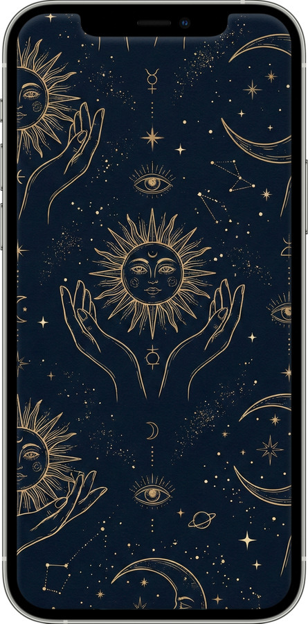 TPU чехол Celestial Harmony: Sun & Moon Gold Mystic Pattern для Apple iPhone 12 - 6778b-2053 изображение 