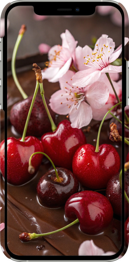 3D пластиковий глянцевий чехол Вишня у шоколаді для Apple iPhone 12 Pro - 6698c-2052 изображение 