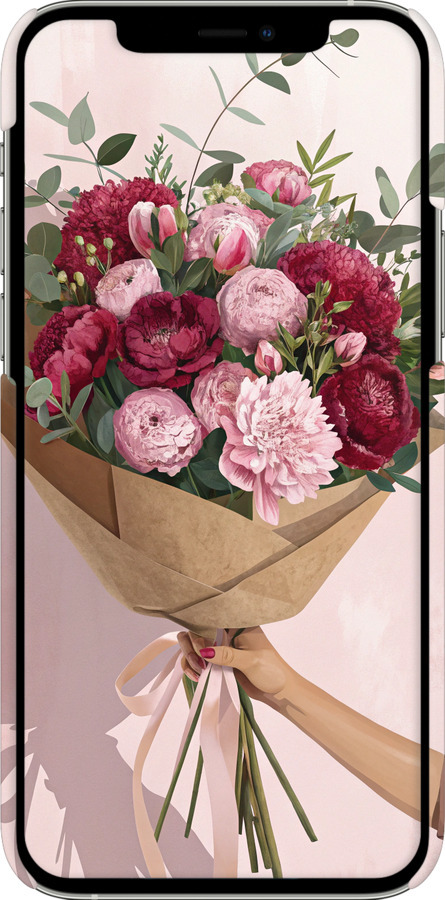 3D пластиковий глянцевий чехол Півонії 1 для Apple iPhone 12 Pro - 6705c-2052 изображение 