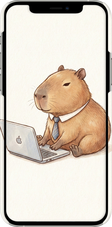 3D пластиковый глянцевый чехол Funny Capybara CEO Working для Apple iPhone 12 Pro - 6777c-2052 изображение 