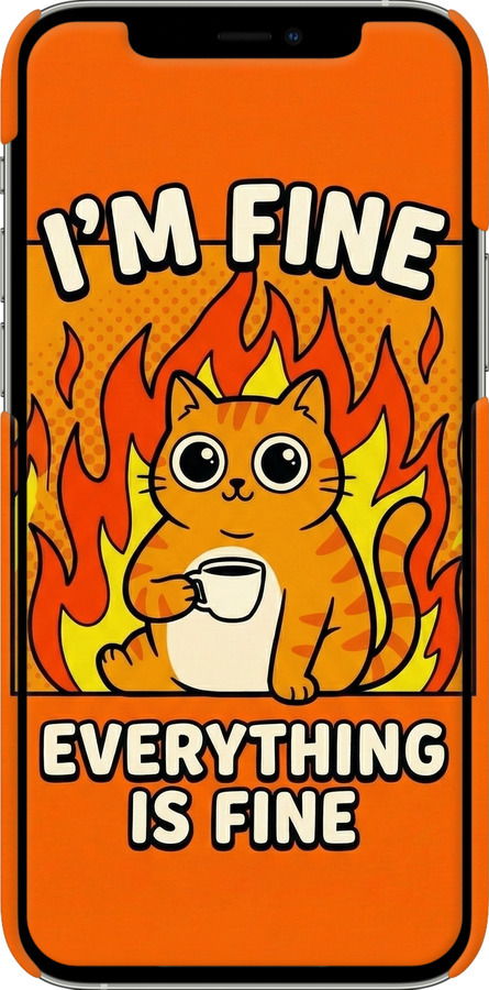 3D пластиковый глянцевый чехол Funny Cat для Apple iPhone 12 Pro - 6786c-2052 изображение 