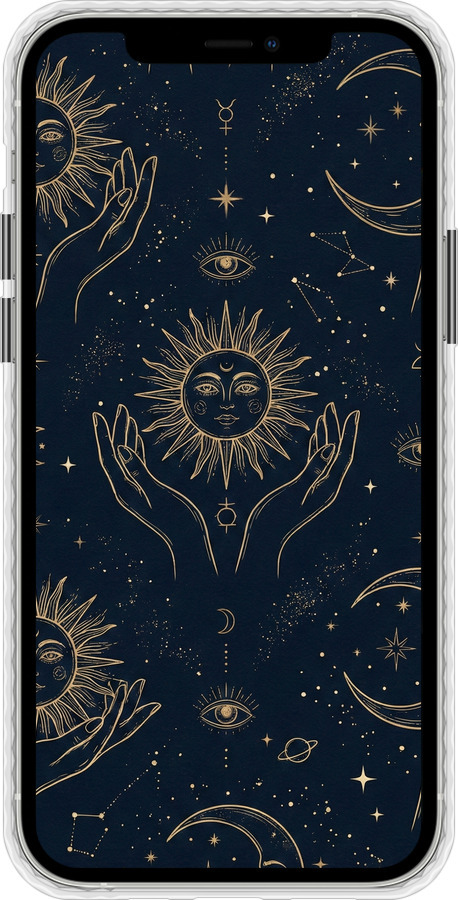 Чохол Bumper чехол Celestial Harmony: Sun & Moon Gold Mystic Pattern для Apple iPhone 12 - 6778pc-2053 изображение 