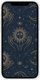 Силикон с усиленными углами чехол Celestial Harmony: Sun & Moon Gold Mystic Pattern для Apple iPhone 12 Pro - 6778sp-2052 изображение 