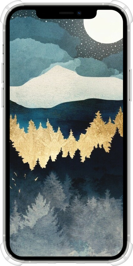 Силикон с усиленными углами чехол Ночной пейзаж с лесом и горами для Apple iPhone 12 Pro - 6493sp-2052 изображение 