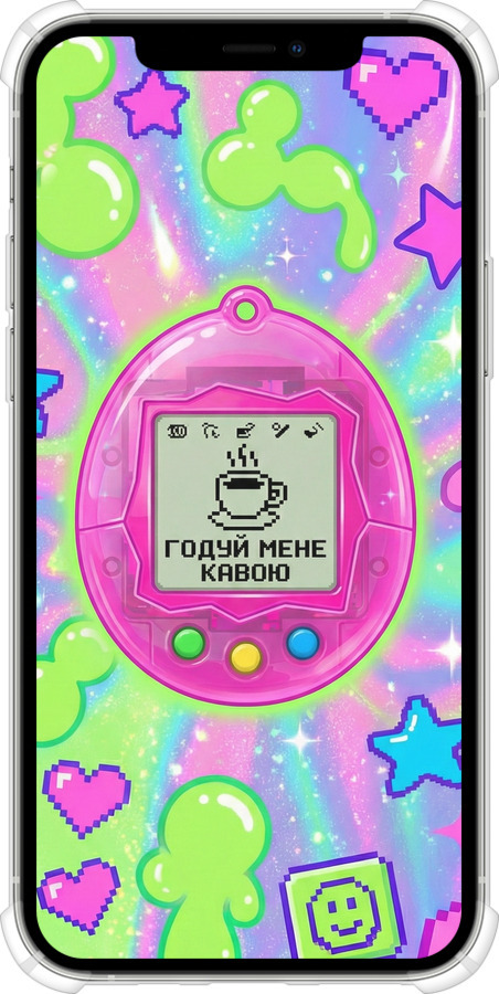 Силикон с усиленными углами чехол Y2K Aesthetic Retro Pet: Годуй мене кавою для Apple iPhone 12 Pro - 6784sp-2052 изображение 