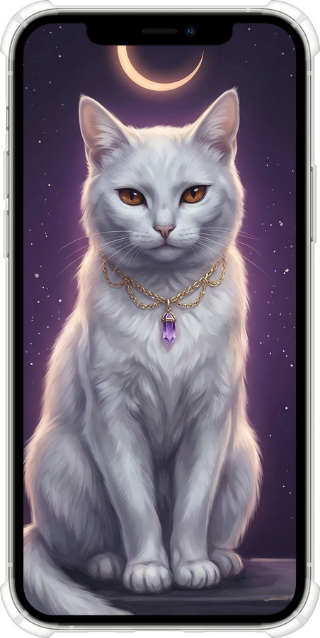 Силіконовий протиударний с посиленими кутами чехол Mystic White Cat Gothic Dark Purple Gold для Apple iPhone 12 Pro - 6805sp-2052 изображение 