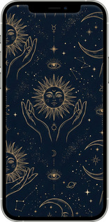 2D пластиковый чехол Celestial Harmony: Sun & Moon Gold Mystic Pattern для Apple iPhone 12 - 6778t-2053 изображение 