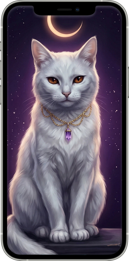 2D пластиковый чехол Mystic White Cat Gothic Dark Purple Gold для Apple iPhone 12 Pro - 6805t-2052 изображение 
