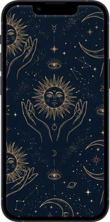 TPU чехол Celestial Harmony: Sun & Moon Gold Mystic Pattern для Apple iPhone 13 Mini - 6778b-2373 изображение 