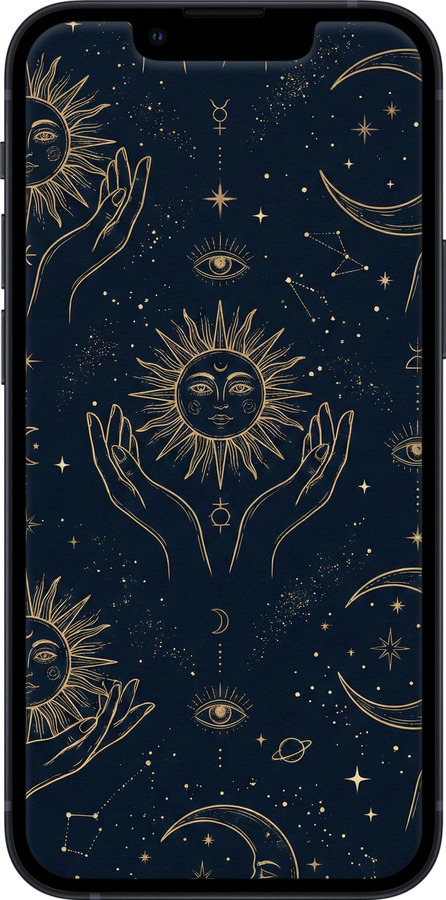 TPU чехол Celestial Harmony: Sun & Moon Gold Mystic Pattern для Apple iPhone 13 Mini - 6778b-2373 изображение 