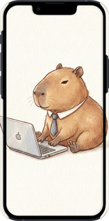 3D пластиковый матовый чехол Funny Capybara CEO Working для Apple iPhone 13 Mini - 6777m-2373 изображение 