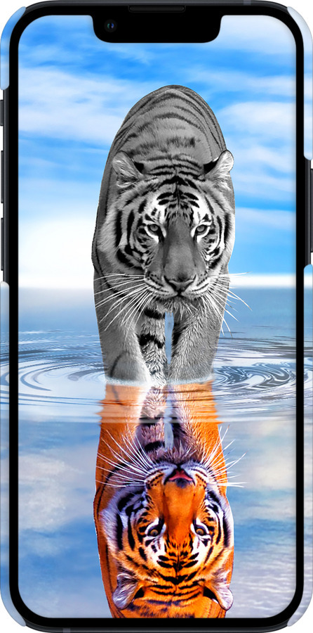 3D пластиковий матовий чехол Тигр для Apple iPhone 13 Mini - 6016m-2373 изображение 