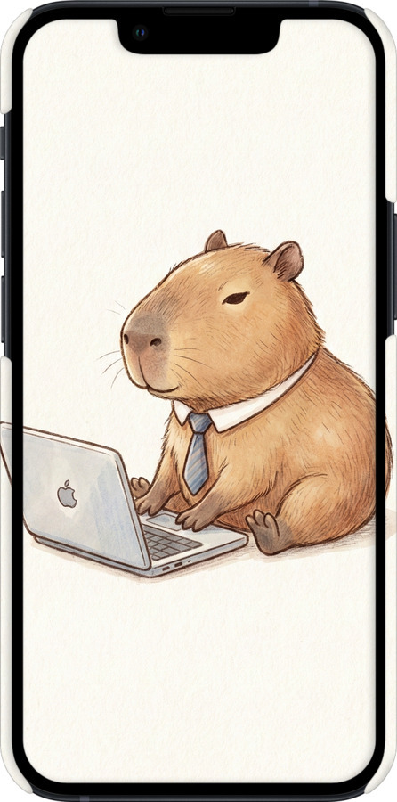 3D пластиковый матовый чехол Funny Capybara CEO Working для Apple iPhone 13 Mini - 6777m-2373 изображение 