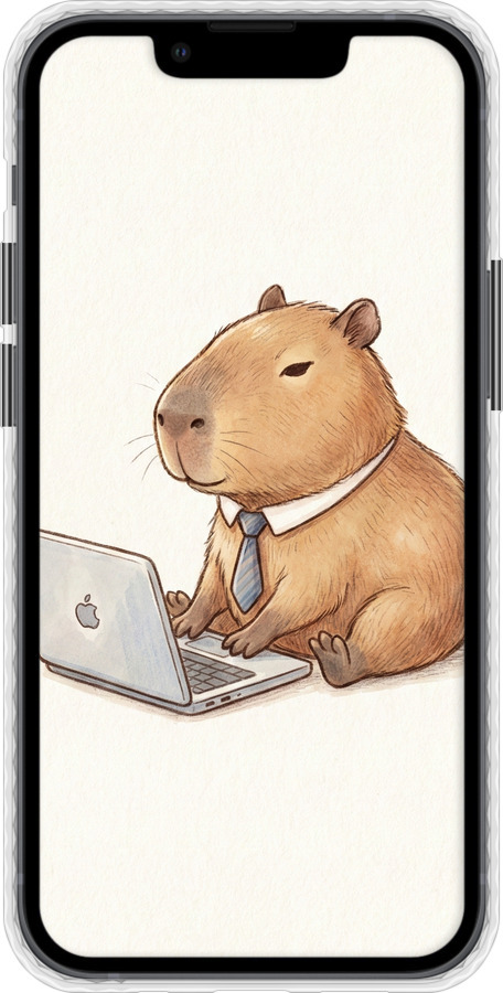Чехол Bumper чехол Funny Capybara CEO Working для Apple iPhone 13 Mini - 6777pc-2373 изображение 