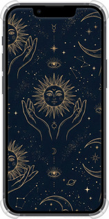 Силикон с усиленными углами чехол Celestial Harmony: Sun & Moon Gold Mystic Pattern для Apple iPhone 13 Mini - 6778sp-2373 изображение 