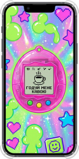 Силіконовий протиударний с посиленими кутами чехол Y2K Aesthetic Retro Pet: Годуй мене кавою для Apple iPhone 13 Mini - 6784sp-2373 изображение 