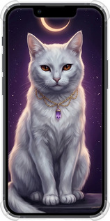 Силикон с усиленными углами чехол Mystic White Cat Gothic Dark Purple Gold для Apple iPhone 13 Mini - 6805sp-2373 изображение 
