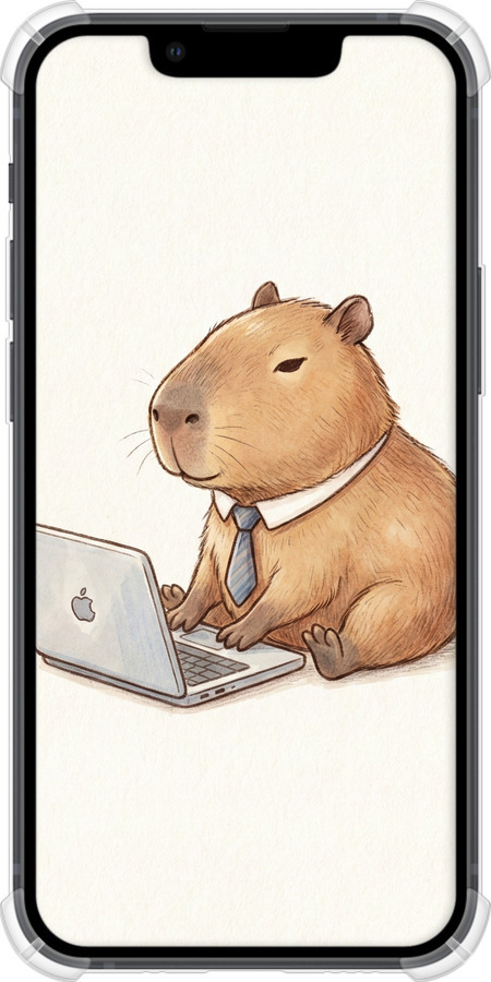 Силикон с усиленными углами чехол Funny Capybara CEO Working для Apple iPhone 13 Mini - 6777sp-2373 изображение 