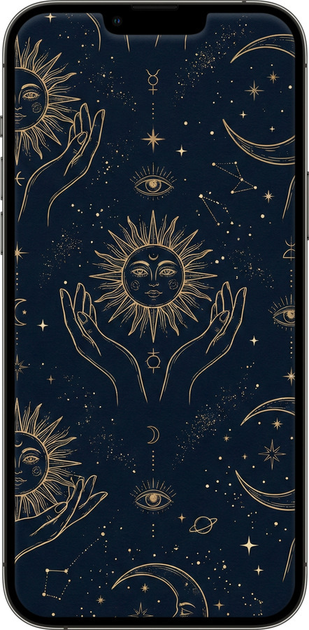 TPU чехол Celestial Harmony: Sun & Moon Gold Mystic Pattern для Apple iPhone 13 Pro Max - 6778b-2371 изображение 