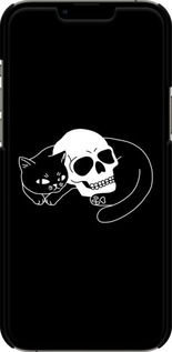 3D пластиковый матовый чехол С изображением кота и черепа для Apple iPhone 13 Pro Max - 6491m-2371 изображение 