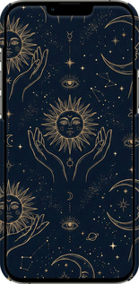 3D пластиковый матовый чехол Celestial Harmony: Sun & Moon Gold Mystic Pattern для Apple iPhone 13 Pro Max - 6778m-2371 изображение 