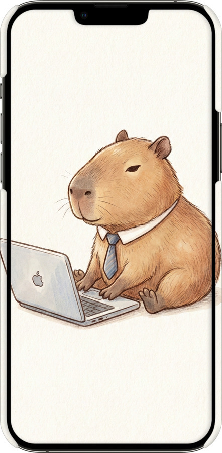 3D пластиковый матовый чехол Funny Capybara CEO Working для Apple iPhone 13 Pro Max - 6777m-2371 изображение 