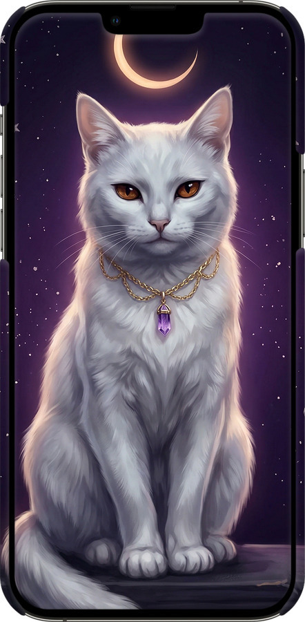 3D пластиковий матовий чехол Mystic White Cat Gothic Dark Purple Gold для Apple iPhone 13 Pro Max - 6805m-2371 изображение 