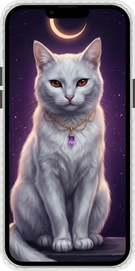 Чохол Bumper чехол Mystic White Cat Gothic Dark Purple Gold для Apple iPhone 13 Pro Max - 6805pc-2371 изображение 