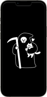 2D пластиковый чехол Минималистичный арт: смерть и кошка для Apple iPhone 13 Pro Max - 6529t-2371 изображение 