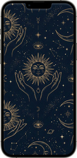 2D пластиковий чехол Celestial Harmony: Sun & Moon Gold Mystic Pattern для Apple iPhone 13 Pro Max - 6778t-2371 изображение 