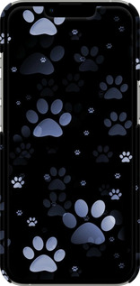 3D пластиковий матовий чехол З синіми відбитками лап для Apple iPhone 13 Pro - 6441m-2372 изображение 