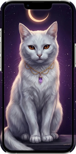 3D пластиковий матовий чехол Mystic White Cat Gothic Dark Purple Gold для Apple iPhone 13 Pro - 6805m-2372 изображение 