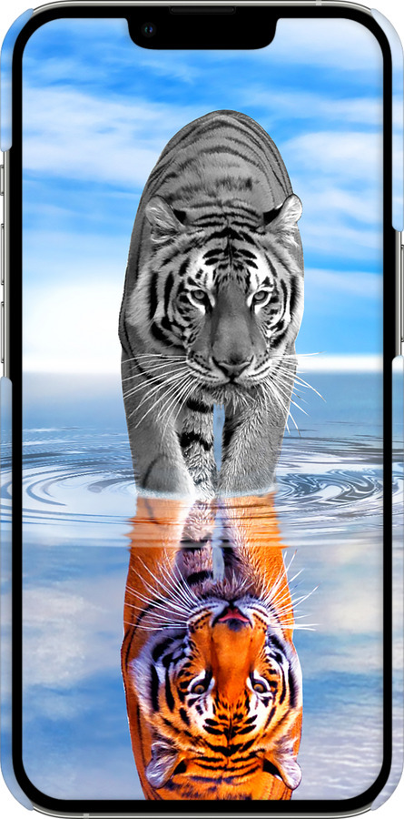 3D пластиковий матовий чехол Тигр для Apple iPhone 13 Pro - 6016m-2372 изображение 