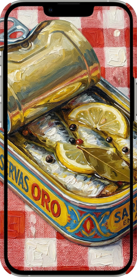 3D пластиковый матовый чехол Vintage Sardine Tin Phone для Apple iPhone 13 Pro - 6772m-2372 изображение 