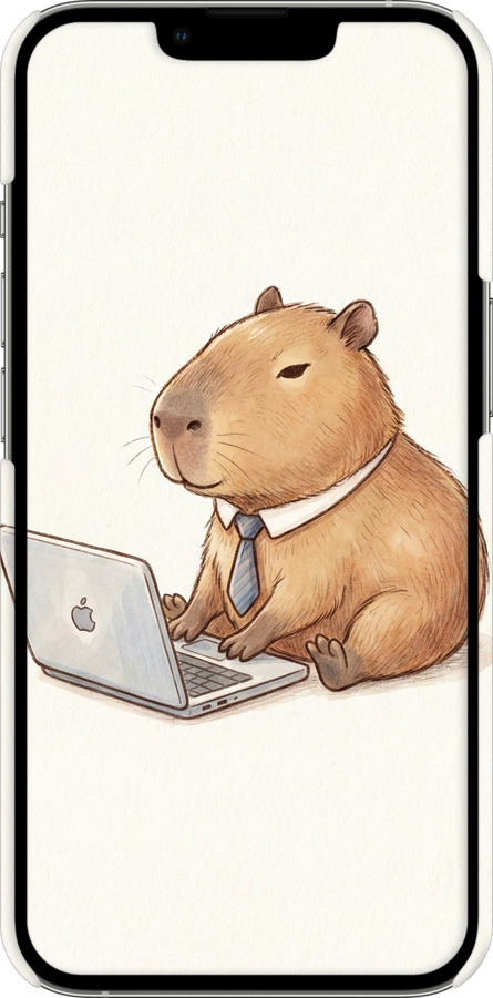 3D пластиковый матовый чехол Funny Capybara CEO Working для Apple iPhone 13 Pro - 6777m-2372 изображение 