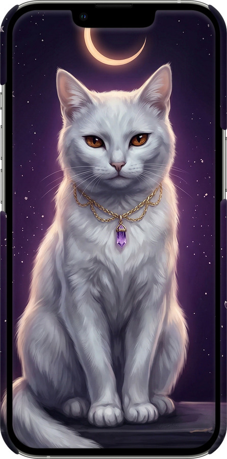 3D пластиковий матовий чехол Mystic White Cat Gothic Dark Purple Gold для Apple iPhone 13 Pro - 6805m-2372 изображение 