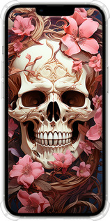 Силикон с усиленными углами чехол Череп в розовых цветах для Apple iPhone 13 Pro - 5965sp-2372 изображение 