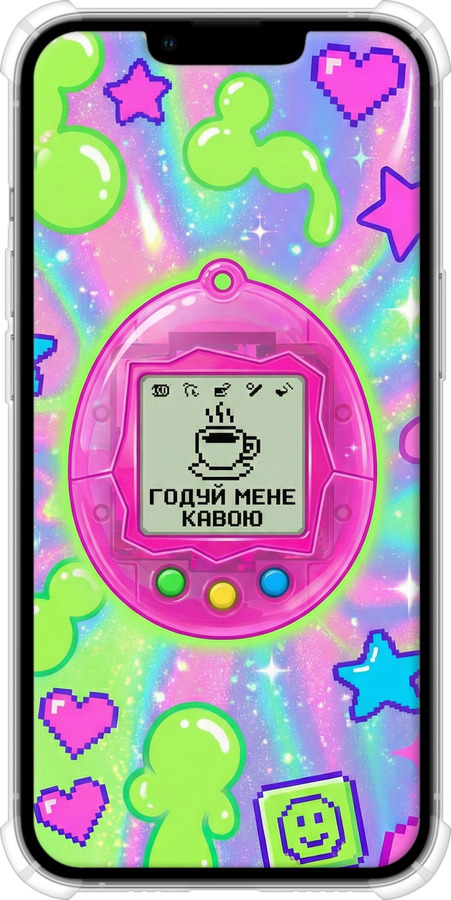 Силикон с усиленными углами чехол Y2K Aesthetic Retro Pet: Годуй мене кавою для Apple iPhone 13 Pro - 6784sp-2372 изображение 