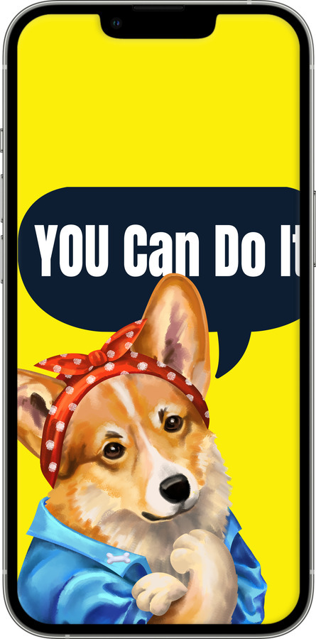 Силиконовый чехол чехол с корги You Can Do It для Apple iPhone 13 Pro - 6184u-2372 изображение 