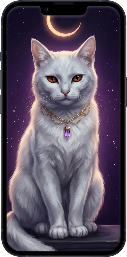 TPU чехол Mystic White Cat Gothic Dark Purple Gold для Apple iPhone 13 - 6805b-2374 изображение 