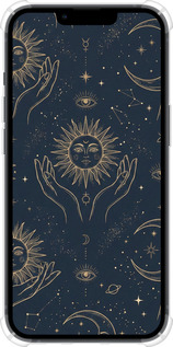 Силикон с усиленными углами чехол Celestial Harmony: Sun & Moon Gold Mystic Pattern для Apple iPhone 13 - 6778sp-2374 изображение 