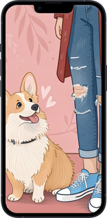 Силиконовый чехол Корги 3 для Apple iPhone 13 - 6707u-2374 изображение 