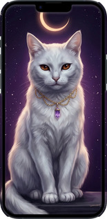 3D пластиковый матовый чехол Mystic White Cat Gothic Dark Purple Gold для Apple iPhone 14 Plus - 6805m-2645 изображение 
