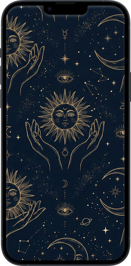 Силіконовий чехол Celestial Harmony: Sun & Moon Gold Mystic Pattern для Apple iPhone 14 Plus - 6778u-2645 изображение 