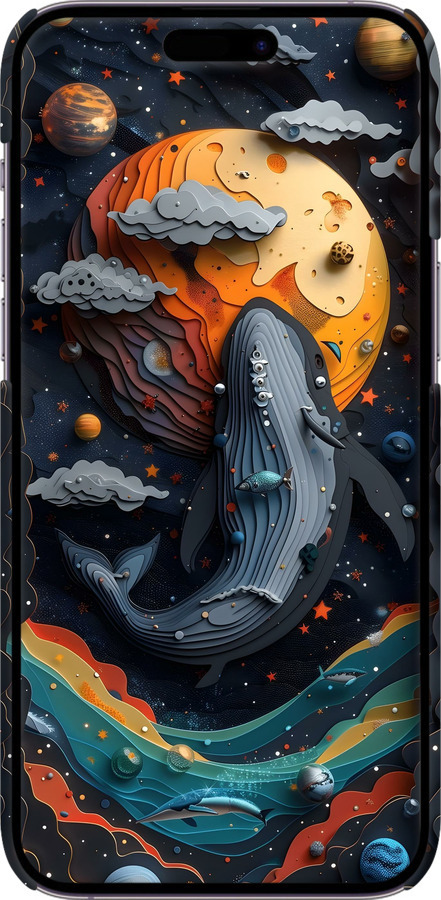 3D пластиковый матовый чехол Кит в космосе для Apple iPhone 14 Pro Max - 6328m-2667 изображение 