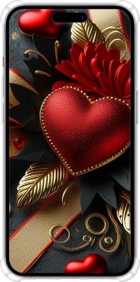 Силикон с усиленными углами чехол Сердечки v2 для Apple iPhone 14 Pro Max - 5832sp-2667 изображение 