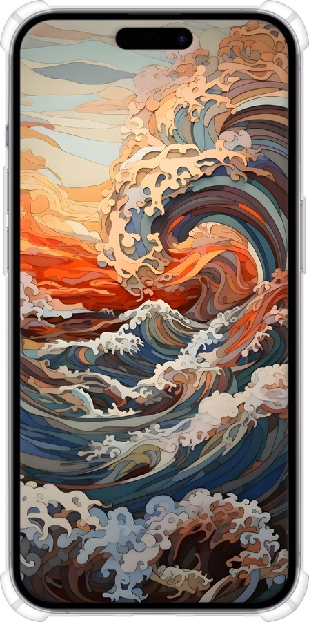 Силіконовий протиударний с посиленими кутами чехол Арт хвилі для Apple iPhone 14 Pro Max - 6324sp-2667 изображение 